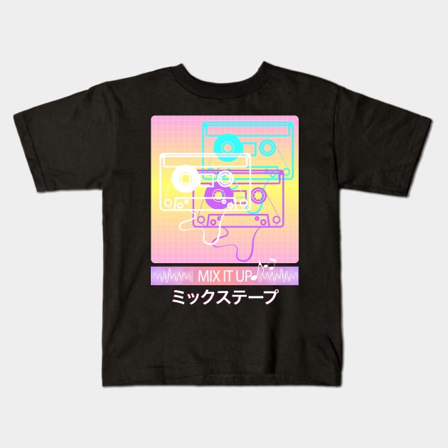 Mix Tape Vaporwave Aesthetic Retro Art - Japanese Otaku Kids T-Shirt by Vaporwave